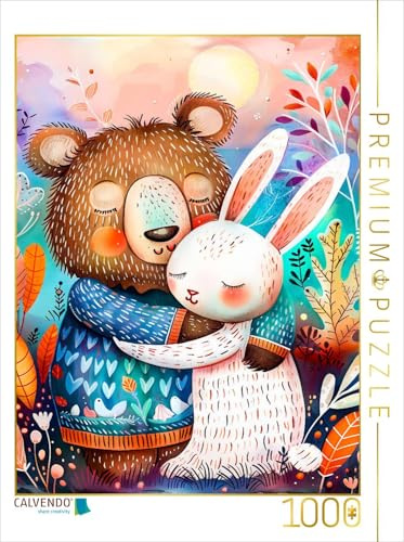 CALVENDO Puzzle Sanfter Riese - Braunbär und Hase | 1000 Teile Lege-Größe 64 x 48 cm Foto-Puzzle für glückliche Stunden