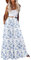 Hotouch Damen Rock Elegant Sommer Langrock Lässig A-Line Hohe Taille Maxirock Elastische Freizeitrock Einfarbig Röcke mit Taschen Blumen-B XL