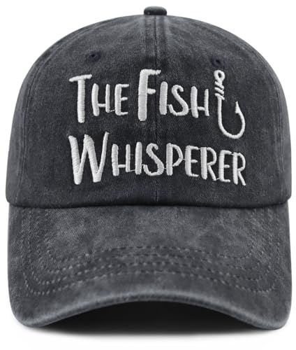 Fishing Gifts for Men Women, The Fish Whisperer Fishing Hat, Funny Fisherman Baseball Cap, Birthday Fathers Day Retirement Gifts for Dad Mom Grandpa Black