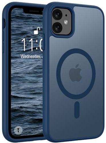 Andwing für iPhone 11 Hülle Magnetisch [Kompatibel mit MagSafe] Matt Anti-Fingerprint Schutzhülle – Stoßfest Militärstandard (MIL-STD-810G), Ultradünn & rutschfest für iPhone 11.Dunkelblau