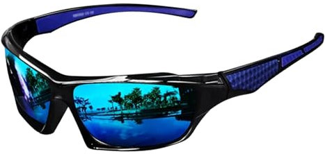 Sonnenbrille zum Angeln für Männer, polarisierte Sonnenbrille für Herren, Vollschutz, polarisierte Monde, bequeme modische Schattierungen, Sport im Freien, blau, Se référer au descriptif