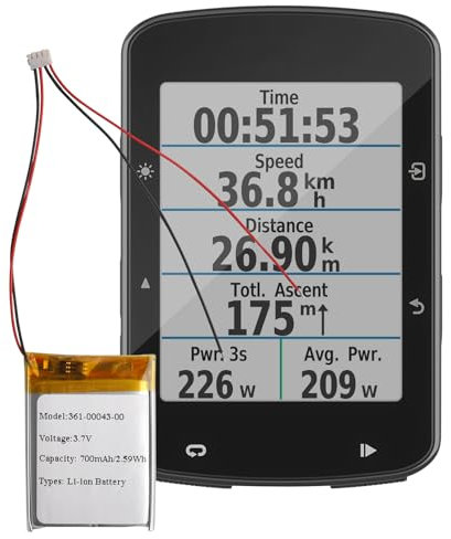 SwarKing Batterie de rechange 361-00043-00 compatible avec Gar-min Edge820 Edge 520 Plus Edge 500 205 200 Edge 820 520 GPS Cycling Computer