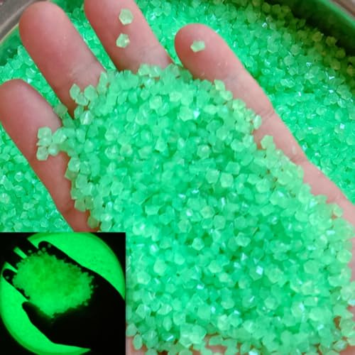 KARLOR 6000 Stück Kieselsteine aus Kunstharz Leuchtende Kleiner Kies Nachtleuchtend Steine Floureszierende Pebble Leuchtsteine für Aquarium Gartenarbeit Dekorsteine Aquascape 3-5 mm/150g (Grün)