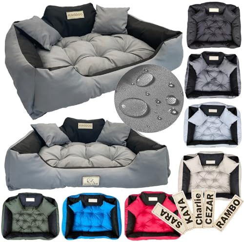 KING DOG Hundebett 130x105 cm personalisiert wasserdicht dunkelgrau
