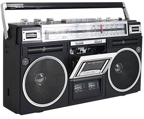 BDJSN Tragbare Kassetten-Boombox Im Stil Der 80er Jahre, CD-Kassettenspieler, AM/FM-Radio Mit Bluetooth Und Aux-In-Kopfhöreranschluss, Kassettenrekorder Für Familientreffen Und Reisen