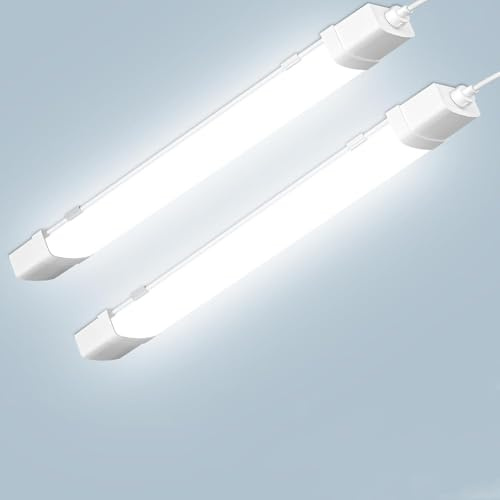 papasbox 2 Stück LED Feuchtraumleuchte 120cm mit Bewegungsmelder | Leuchtstoffröhre 40W Röhre Werkstatt Deckenleuchte Lampe | IP65 Wasserdicht 6500K Kaltweiß Leuchtstofflampe
