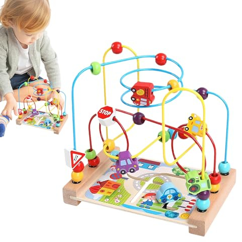 Roller Coaster Bead Maze | Spielzeug für Kleinkinder – Kind aus Holz, sensorische Sinnesbahn Play Table Toy Boys, Mädchen Alter 1-3