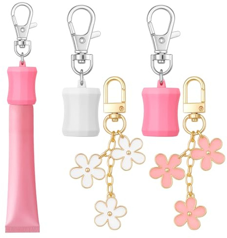 Notoke 4er Set Lippenpflege Keyholder – Flexible Silikon-Hülle mit Karabinerhaken für 15 ml Lipbalm-Tuben – Tragbarer Lipgloss Halter für Handtasche, Rucksack & unterwegs