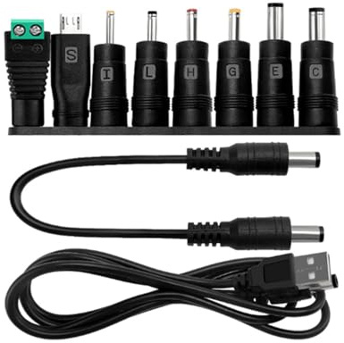 Tragbares USB-auf-DC5521-Konverter, Stromkabel mit 8 Adapter-Anschlüssen, ideal für digitale Enthusiasten und den Außenbereich, USB-Stromkabel