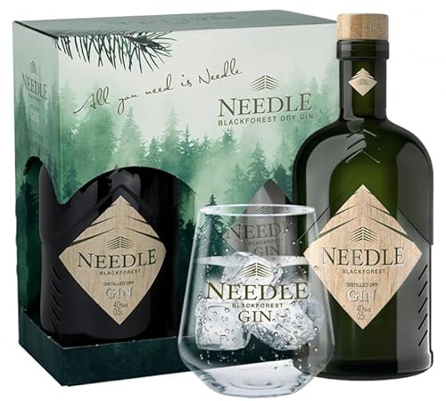 Needle Blackforest Distilled Dry Gin Edition Wald mit Glas | 40% Vol. | 0,5 L | Schwarzwald Gin Geschenkset | Wacholder, Tannennadeln & Botanicals