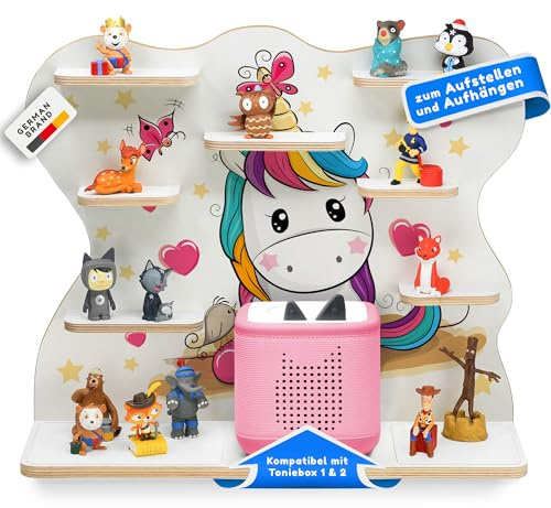stadtecken Holzregal passend für Toniebox 2 I Geeignet für ca. 50 Tonies I Perfekte Aufbewahrung im Kinderzimmer I Regal zum Aufstellen oder Aufhängen (Lovely Pony, Groß)