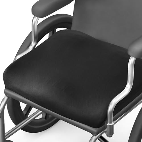 SKYNY Gel Wheelchair Seat Cushion - Cooling Memory Foam Office Chair Cushion with Non-Slip Bottom & Washable Cover, Ergonomic Car Seat Pillow for Sciatica, Tailbone, Back Comfort (Black)