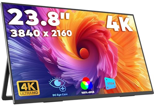 MAGICRAVEN 23.8 Portable Monitor 4K Laptop Screen Extender, UHD 3840x2160 100% sRGB IPS Portable Screen with Speakers & USB-C HDMI Second Monitor for Laptop/PC/Macbook/Phones/Game Console