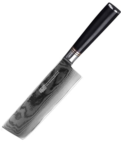 FINDKING Damast Nakiri Messer 17 cm, Ebenholz Griff, Profi Küchenmesser | 67 Lagen Damaststahl, 10Cr15CoMoV Kern, 60±2 HRC, Für Gemüse und Fleisch