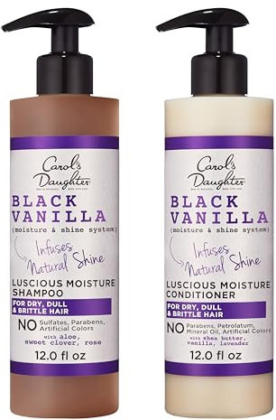 Carol's Daughter Black Vanilla Moisture & Shine Shampoo and Conditioner Set For Dry Hair and Dull Hair, Sulfate Free Shampoo and Hydrating Hair Conditioner (Packaging May Vary)