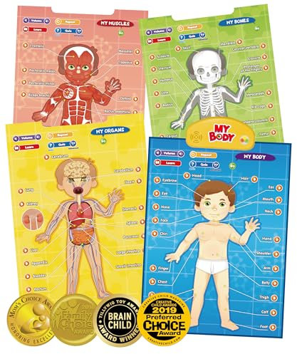 BEST LEARNING i-Poster My Body - Interactive Educational Human Anatomy Talking Game Toy System to Learn Body Parts, Organs, Muscles and Bones for Kids Aged 5 to 12 Years Old