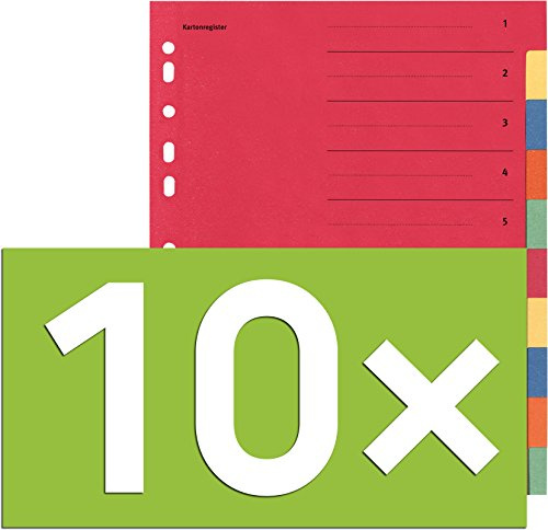 Falken Karton-Register für DIN A4 24 x 29,7 cm volle Höhe mit Organisationsdruck (10er Pack, 10-teilig)