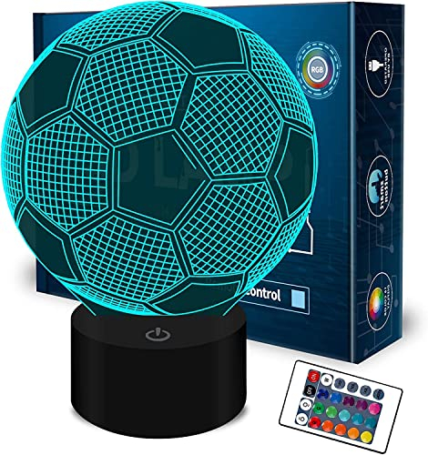 3D Illusion Fußball Lichter Lampe, Fußball LED Tisch Schreibtisch Dekor 7 Farben Touch Control USB Powered Party Dekoration Lampe, 3D visuelle Lampe für Wohnkultur Weihnachten Geburtstagsgeschenke