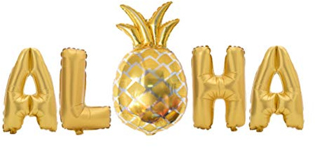 Amosfun Aloha Hawaiian Party Folienballons Ananas Party Favors Supplies Luau Hawaii Party Dekoration (Golden)