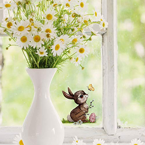 ilka parey wandtattoo-welt Mini-Fensterbilder Fensterbild Ostern Fuchs REH Hase Pusteblume wiederverwendbar Fensterdeko bf30mini - ausgewählte Farbe: *bunt* ausgewählte Größe: *1. Hase mit Ostereier*