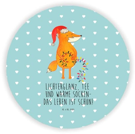 Mr. & Mrs. Panda Kühlschrankmagnet Fuchs Weihnachten - Geschenk, Winter, Heiligabend, Weihnachtsmann, Magnete, Weihnachtszeit, rundmagnet, kühlschrankmagnete, Nikolaus