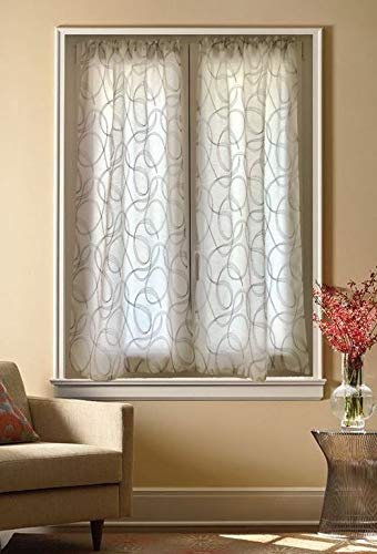 mauro Coppia Tendine per Finestra e Porta a Vetro Larghezza 60-80-90 cm-Tende su Misura-art.tebe (C - 60x240 cm grigio)