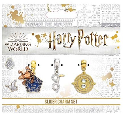 The Carat Shop HARRY POTTER HP0077 - Lot de perles plaquées argent, motif grenouille en chocolat, verres et tourne-temps, sans pierres