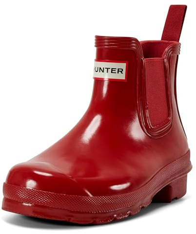 Hunter Botas Chelsea originales brillantes para mujer, Rojo militar, 37 EU