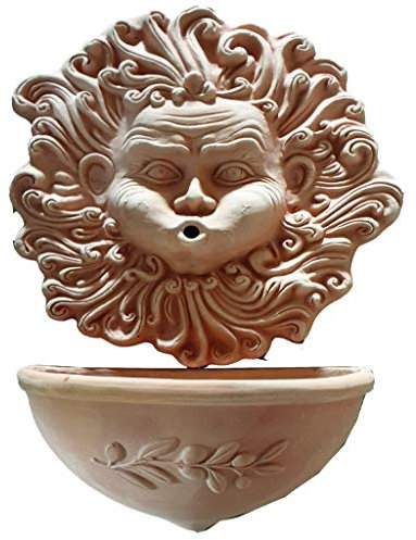 FONTANA IN TERRACOTTA FATTA A MANO (COMPOSTA DA 2 PEZZI: PANNELLO E VASCA); ALTEZZA CM. 63, LARGHEZZA CM. 40 MADE IN ITALY