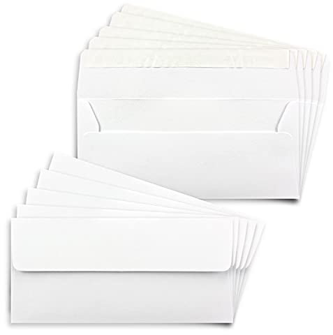 100x Briefumschläge DIN Lang in Weiß mit Haftklebung - 11 x 22 cm - 100 g/m² - Briefkuvert ideal für Briefe und Einladungen
