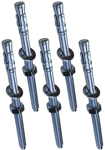 AERZETIX - C54061-5x Boulon Vis d’ancrage filetage long, Goujon à expansion - M12x180mm - en acier zingué - pour béton, pierre