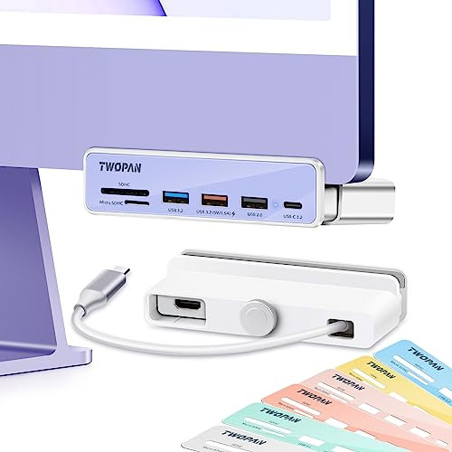TWOPAN USB C Hub Multiport Adapter for iMac M4/M3/M1, 7-in-1 iMac 2024/2023 Docking Station - 4K HDMI, USB 3.2 Ports, SD/Micro SD Card Reader, 7 Color Panels