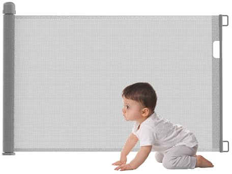 UISEBRT Türschutzgitter Roll Treppenschutzgitter Ausziehbar 0-150cm Absperrgitter Hund Türgitter für Babys und Haustiere, Grau