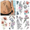 Acevegue 15 Blätter Fake Tattoos Frauen, Temporäre Tattoos 3D Rose Tattoo Klebe Tattoo Wasserfeste Aufkleber Arm, Klebetattoos Erwachsene Tatoos Aufkleben Damen zum Aufkleben