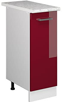 Vicco Apothekerschrank R-Line, Bordeaux Hochglanz/Weiß, 30 cm, AP Marmor