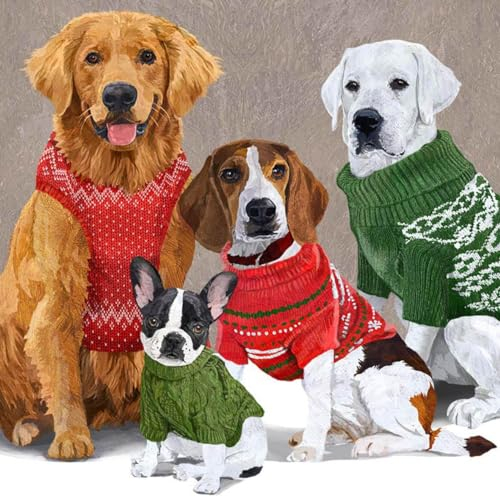 20 Servietten Hunde in Pullover | Tiere | lustig | Weihnachten | Winter | Tischdeko | Decoupage | Serviettentechnik 33x33cm