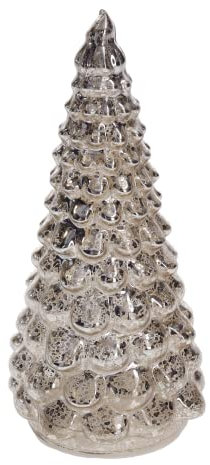 Keyhomestore- Albero Natale, realizzato in vetro con Led, Decorazione Natalizia. Altezza 18 cm, Diametro 8 cm. Ideale Come soprammobile da Decorazione, Centrotavola.