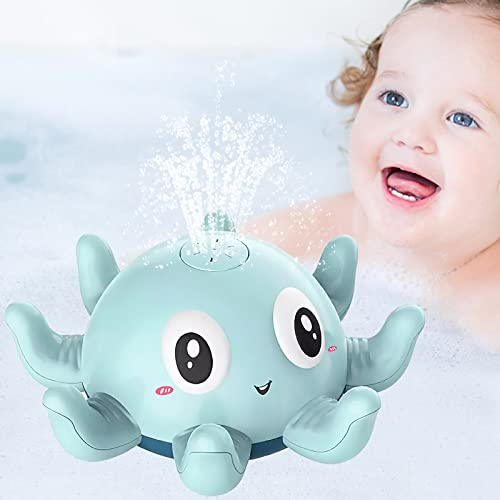 VOSSOT Badespielzeug Wasserspielzeug, Oktopus Badewanne Spielzeug Induction Schwimmende Baden Spielzeug mit Licht, Pool Krake Badewannenspielzeug Kinder Geschenk (Blau)