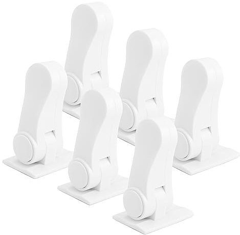 6 Pack Security Door Lever Lock, 180 Degree Revolving Door Handle Child Lock No Tools or Drilling, White Child Safety Door Locks with Adhesive for Door Pet