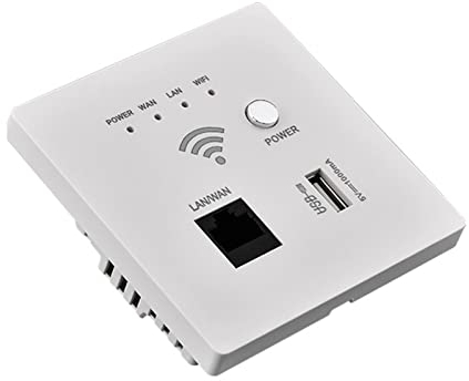 Irfora Router Wi-Fi per montaggio a parete – 300 m AP Access Point con presa di ricarica USB e crittografia WPS