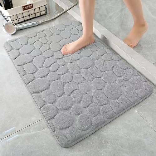 Tappeto Bagno Assorbente Tappetino Antiscivolo 40 x 60 CM - Per Doccia Vasca Bagno WC Lavabile in Lavatrice Morbido ai Piedi in Memory Foam (Grigio, 40 x 60 cm)