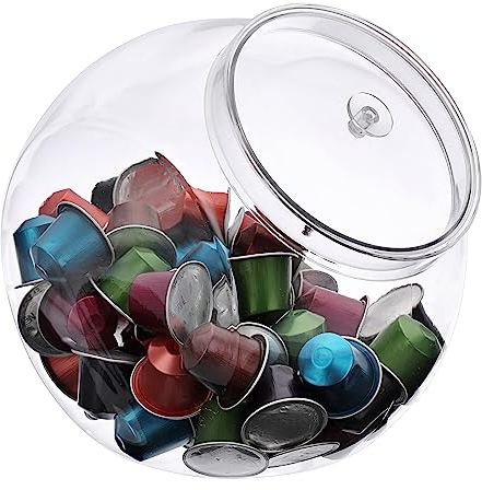 TOLIDA 2.3L Large Capacity Plastic Coffee Pods Holder Candy Container with Lid - Clear PET Storage Box Jar for Coffee Capsules, Candies, Cookie and Chocolates