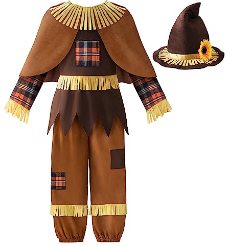 ReliBeauty Déguisement Épouvantail Enfant Costume Garçon et Fille pour Halloween Carnaval,100