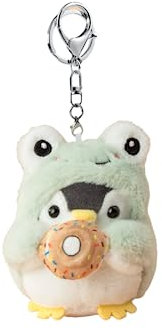 COLORFUL BLING Niedlicher flauschiger Pinguin-Schlüsselanhänger, kreativer Frosch, Hase, Cosplay, Kostüm, Plüsch, Schlüsselanhänger, Geldbörse, Rucksack, Dekoration, A-Frosch, 0.5