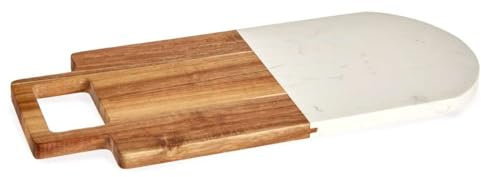 Kinvara Tabla de Cortar Blanco Mármol Madera de Acacia 18 x 1,5 x 38 cm (8 Unidades)