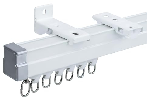 Deckenvorhangschiene aus Aluminium – flexibel und biegbar für Fenster, Duschen, Krankenhäuser, Wohnmobile und Kojen – Wand- oder Deckenmontage Ceiling (White - 5M)