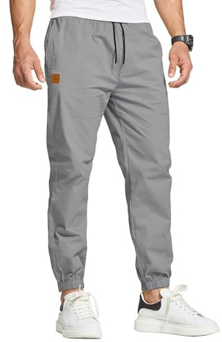 JustSun Pantalon Cargo Homme Pantalon Chino Homme Coton Pantalon Jogging Sport Slim Fit Casual Sweatpants Pantalon de Travail Homme avec Poches Gris XL