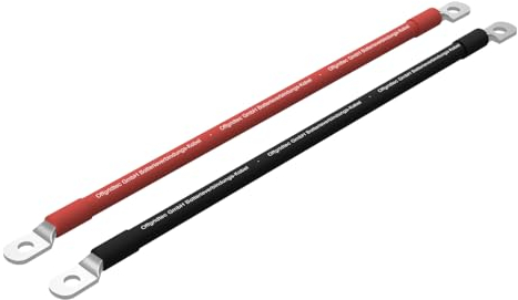 Offgridtec 1m Batteriekabel 35mm² Beidseitig M8 Ösen, Öl-, Kälte & UV-beständig, Flammwidrig, Für Geräte mit M8 Schraubterminal, Ideal Für Laderegler, Wechselrichter & Batterieladegeräte, Rot/Schwarz