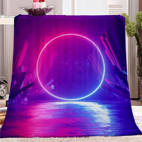 CozyRest Flanell Flauschige Kuscheldecke 130 x 150 cm, Cyberpunk-Kunst Neon Muster Decke Geschenke für Jungs Mädchen, Sherpa Decke Wohndecke Sofadecke Sofaüberwurf Tagesdecke für Bett und Sofa