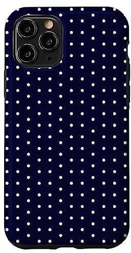 Dark Navy Blue Polka Dot Geometric Pattern Case for iPhone 11 Pro